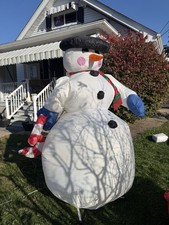 VTG  2002 GEMMY GIANT 8’ FT SNOWMAN WITH CANDY CANE  AIR BLOWN INFLATABLE PARTS picture