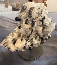 Large Quartz Black Tourmaline Crystal Cluster on Stand 5 LB Natural Specimen picture