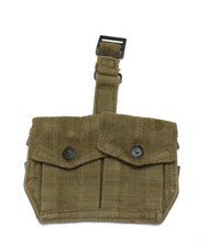 WWII British P37 Khaki Web 2-Pocket Ammo Pouch .303 Enfield 303 Brit Army picture
