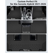 Kia Sorento Hybrid Floor Mats Cargo Liner 2021-2026 Black New TPE Full Set picture