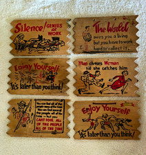 Lot of 6 Vintage 1950's Wooden Novelty Postcards Humorous Signs Jaffre Prod. picture