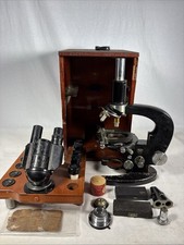 Vintage CARL ZEISS JENA Microscope extra Lenses, Eyepieces Wood Case *Read Desc picture