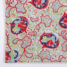 Vintage Feedsack Fabric Red Green Blue Floral Paisley 1940s Old 25x27 READ picture