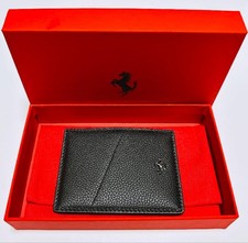 [Unused] Ferrari Black Leather Card Holder Case w/ Pouch & Box picture