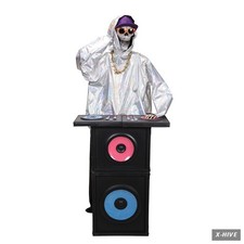 Haunted Hill Farm Lighted Holiday Displays 5.6-Ft DJ Skeleton Halloween Black 1 picture