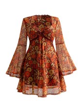 BEAUDRM Women's Plus Size Fall Hippie Boho Dress Lace Mini Dresses picture