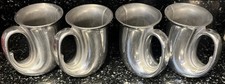 VINTAGE RWP WILTON PEWTER  ( LOT OF 4 ) FRENCH HORN  / TANKARD MUGS NICE picture