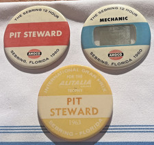 Vintage 1960 & 1963 Sebring 12 Hour Race Button Lot  - Pit Steward & Mechanic picture