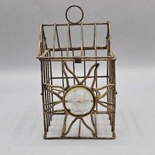Vintage Celestial Sun Face Metal Cage Votive Candle Holder Whimsigoth Witchy picture