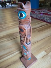 Vintage Kiana of Alaska Totem Pole statue Carved Folk Art 16” Beautiful picture
