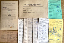 1920-1932 LA GRANDE OREGON PUBLIC SCHOOLS 8 antique report cards, student grades picture