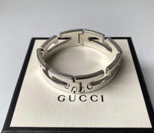 Gucci G Logo Round G Silver Wide Bangle Bracelet Ag925 picture