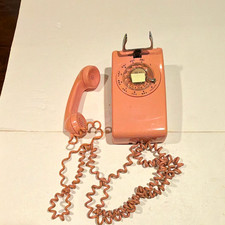 Bell System Pink Rotary Dial Wall Telephone Western Electric Vintage 1973 picture