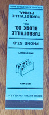 TURBOTVILLE, PA MATCHBOOK COVER: TURBOTVILLE CONCRETE BLOCKS LOW PHONE #57 -D14 picture