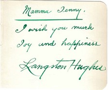 African American Writer Langston Hughes Inscribes, Signs Card To Mamma Jenny picture