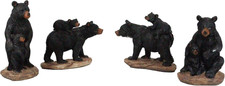 Ebros Western Rustic Black Mama Bear Playing with Baby Cub Set of 4 Mini Figurin picture