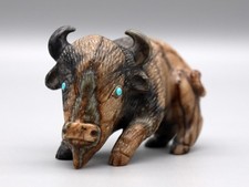 Fabian Cheama (d) Picasso Marble Zuni American Bison/Buffalo Fetish picture