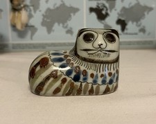 Vtg Tonala Mexican Folk Art Pottery Cat Figurine Hand Painted 5” X 3.5” Gift picture