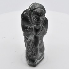 Vintage 1984 Inuit Soapstone Carving Hunter Seal Thomasie Joanassie Jack Signed picture