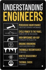 Vintage Understanding Engineers Tin Metal Signs Home Décor 8x12  picture