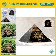 Large Shungite Orgone Pyramid | Metatron Cube Crystal | Energy Healing Pyramid picture