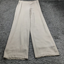 Akris Womens Silk Pants Size 8 Beige Classic Fit Side Zip High Rise Wide Leg picture