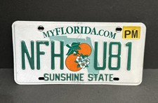 FLORIDA PERMANENT LICENSE PLATE — NFH 🍊U81 — SUNSHINE STATE picture
