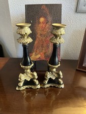 French Bronze Empire Ormolu Candlesticks 19th Century ClawFoot picture