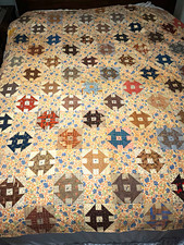 Vintage 1930s-40s Churn Dash Scrap Quilt 80x69 Cutter Feedsack Hand Pieced picture