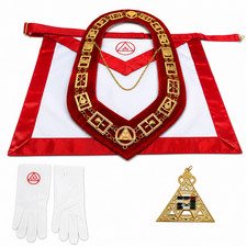 Masonic Royal Arch Chapter Regalia Apron Collar Jewel Gloves 4PC Set picture