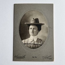 Antique Photograph On Board Beautiful Young Woman Cowboy Hat Albany OR picture