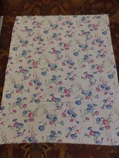 Vtg Cotton Feed Sack Fabric, Blue & Pink Bachelor Button Flowers 36.5