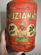 Luzianne Coffee and Chicory 2-Pound Can, Vintage 1950 Decorator Tin picture