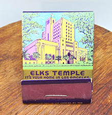 Matchbook Elks Temple B.P.O.E. Los Angeles CA  Vtg Crown Match Co Advertising  picture
