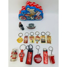 Vintage Coca-Cola Memorabilia Lot Motorcycle Tin Keychains Lighter Bottle Opener picture