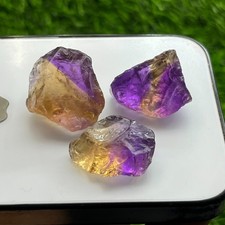 3 Pcs Rare Ametrine Rough Gemstones, 128 Cts, Natural Raw Amethyst and Citrine picture