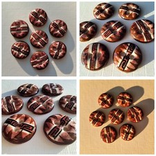 Lot 7 pcs Vintage Handpainted  Ceramic Buttons 2 holes 18mm Greece Pattern Craft picture