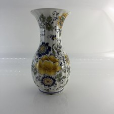 Vintage Ardalt Primavera Floral Vase Hand Painted Italy Blue Yellow 12” picture