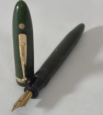 Vintage Shaeffer's White Dot Lever Fill Fountain Pen - Green - 14K Lifetime Nib picture