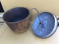 Vtg Commercial Farmhouse Antique Cast Iron Footed Pot w/ Lid Coffee Bean Roaster picture