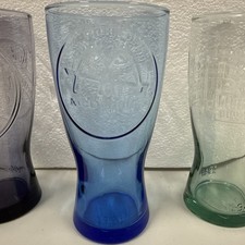 3 Vintage McDonald's Collector Glasses Set 1955 1948 1961 Logos Colored Tumblers picture