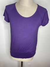 Athleta Womens T-Shirt Sz L Purple Top Ruched Athletic Short Sleeve Woorkout picture