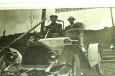 1910 RPPC Antique Brass Era Automobile Touring Car 2 Men AZO Photo Postcard picture