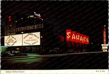 Stateline Nevada Sahara Tahoe Casino Night View Continental Postcard C244 picture
