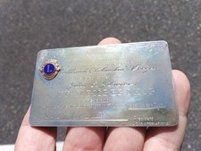 Vintage 10k Gold Lions Club Pin On Sterling Silver Lifetime Membership Card  picture