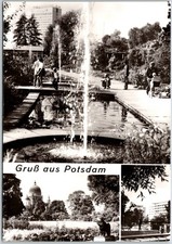 Potsdam East Germany DDR GDR Multiview Fountain and Park Photo RPPC Postcard picture