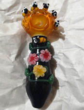 5.75 inch Detailed Bee's Honeycomb Handmade pipe. 6 beautiful bees/3 flowers picture