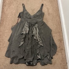 Narciso Rodriguez 100% Silk Sleeveless Dress Ruffles Gray Size IT 40 picture