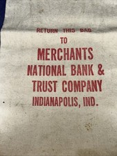 Indianapolis Ind Indiana Merchants National  Bank Coin Bag 16.5