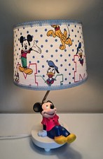 Vintage 1980s Disney Mickey Mouse Nursery Lamp Night Light 3 Way Original Shade picture